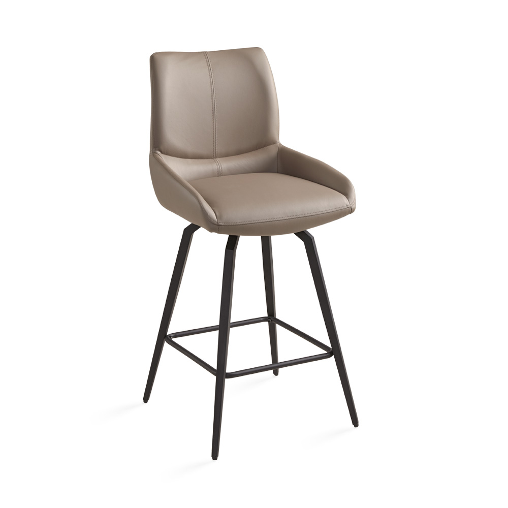 Nona Counter Chair: Taupe Leatherette